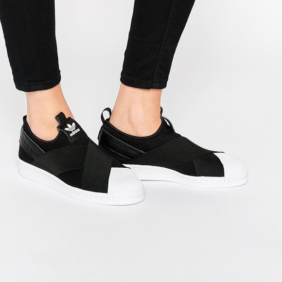 adidas superstar slip on womens black